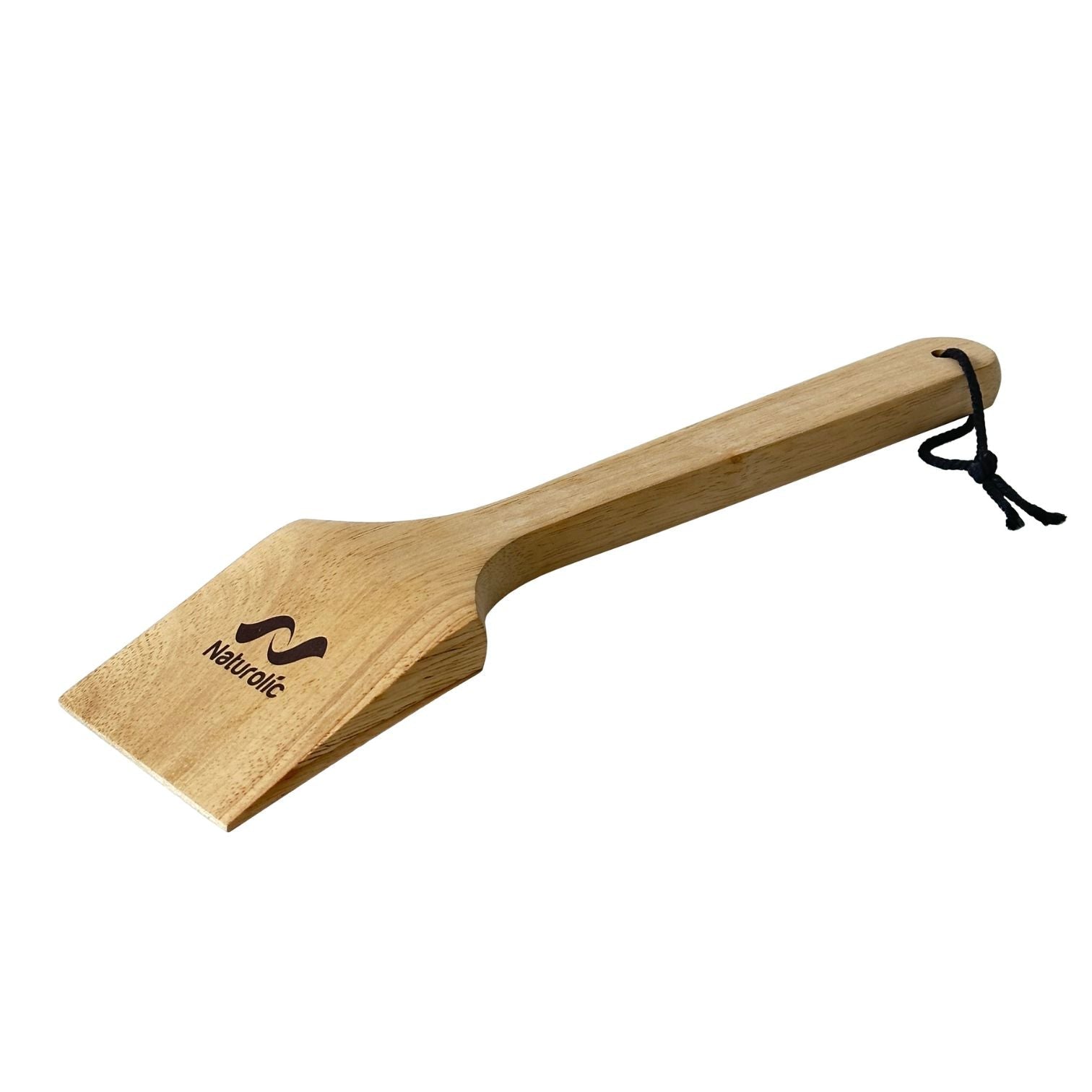 Wooden grill scraper 16 inch by Naturolic, bristle-free BBQ grate cleaner made of durable rubber wood.
